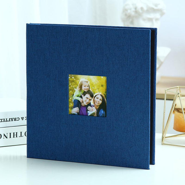 Navy blue Linen Self-Adhesive Photo Album DIY Scrapbook with Cover Window 11x10.6 Inch for Family Wedding Travel Memories Preservation Australian Home.
