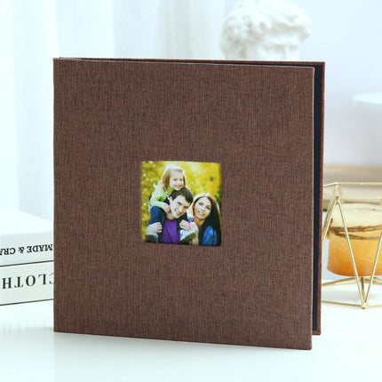 Coffee color Linen Self-Adhesive Photo Album DIY Scrapbook with Cover Window 11x10.6 Inch for Family Wedding Travel Memories Preservation Australian Home.