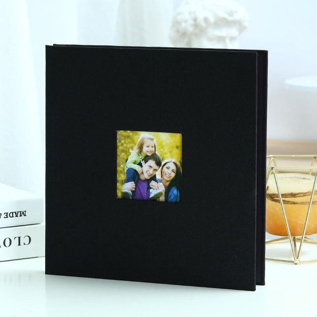 Black Linen Self-Adhesive Photo Album DIY Scrapbook with Cover Window 11x10.6 Inch for Family Wedding Travel Memories Preservation Australian Home.
