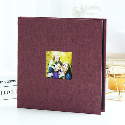 Dark purple Linen Self-Adhesive Photo Album DIY Scrapbook with Cover Window 11x10.6 Inch for Family Wedding Travel Memories Preservation Australian Home.