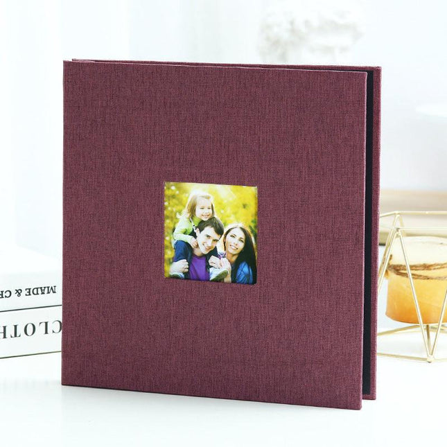 Dark purple Linen Self-Adhesive Photo Album DIY Scrapbook with Cover Window 11x10.6 Inch for Family Wedding Travel Memories Preservation Australian Home.