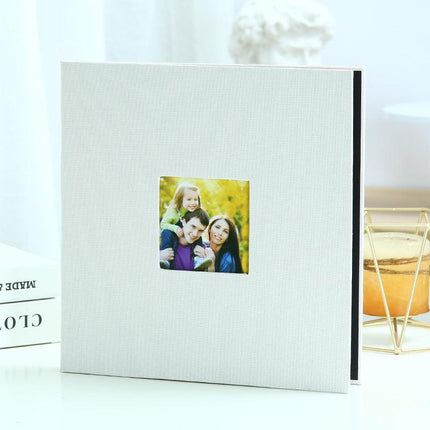 White Linen Self-Adhesive Photo Album DIY Scrapbook with Cover Window 11x10.6 Inch for Family Wedding Travel Memories Preservation Australian Home.
