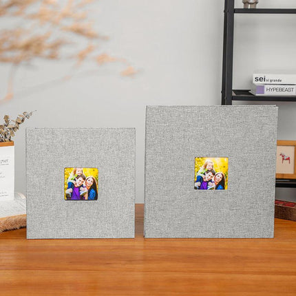 White Linen Self-Adhesive Photo Album DIY Scrapbook with Cover Window 11x10.6 Inch for Family Wedding Travel Memories Preservation Australian Home.