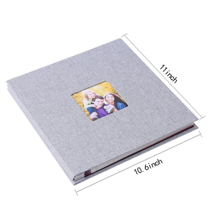White Linen Self-Adhesive Photo Album DIY Scrapbook with Cover Window 11x10.6 Inch for Family Wedding Travel Memories Preservation Australian Home.