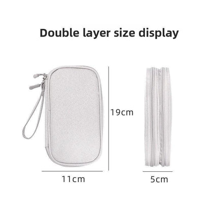 2-PCS Black Double Layer Travel Electronics Organizer Bag Waterproof Cable Pouch for Power Bank and Phone Portable Storage for Australians.