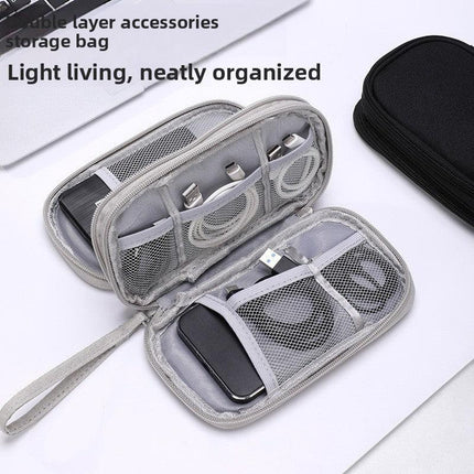 2-PCS Navy blue Double Layer Travel Electronics Organizer Bag Waterproof Cable Pouch for Power Bank and Phone Portable Storage for Australians.