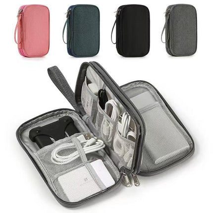 2-PCS Navy blue Double Layer Travel Electronics Organizer Bag Waterproof Cable Pouch for Power Bank and Phone Portable Storage for Australians.