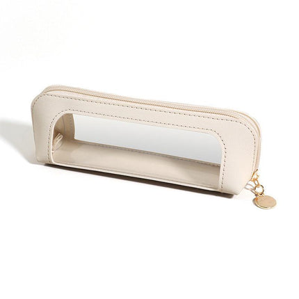 2-Pcs White Transparent Makeup Brush Case – Portable Zippered Cosmetic Pouch with Clear Window for Travel and Daily Use in Australia.