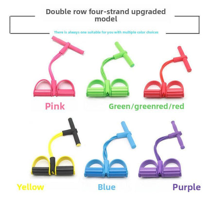 Green Home Multi-Function Foot Pedal Resistance Trainer – 4-Strand Elastic Pull Rope for Abdominal Exercise, Sit-Up Assistance, and Full-Body Fitness (Unisex).