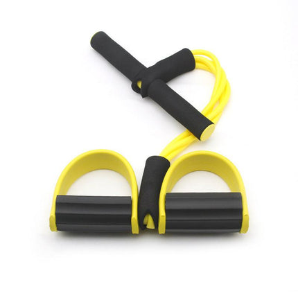 Yellow Home Multi-Function Foot Pedal Resistance Trainer – 4-Strand Elastic Pull Rope for Abdominal Exercise, Sit-Up Assistance, and Full-Body Fitness (Unisex).