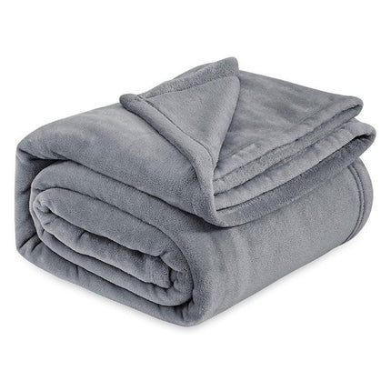 Grey Ultra-Soft Coral Fleece Blanket – Lightweight Summer Throw for Office Naps, Air Conditioning, and Cozy Home Use(200*230cm).