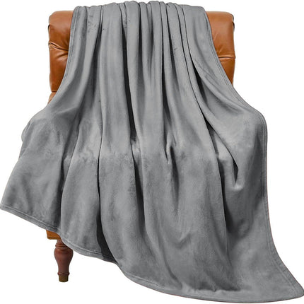 Grey Ultra-Soft Coral Fleece Blanket – Lightweight Summer Throw for Office Naps, Air Conditioning, and Cozy Home Use(200*230cm).