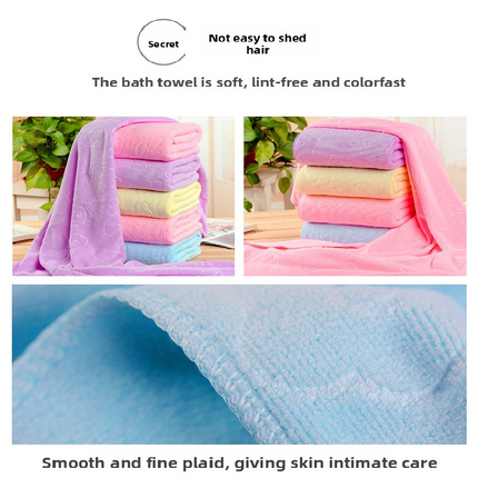 2-Pack Pink Embossed Microfiber Bear Bath Towels – 70 x 140 cm, Ultra-Absorbent and Soft for Bath, Beach & Gym.