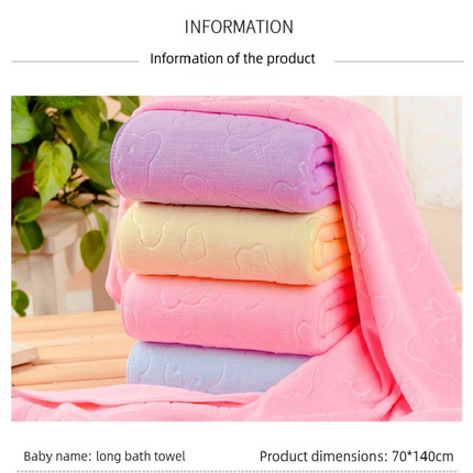 2-Pack Purple Embossed Microfiber Bear Bath Towels – 70 x 140 cm, Ultra-Absorbent and Soft for Bath, Beach & Gym.