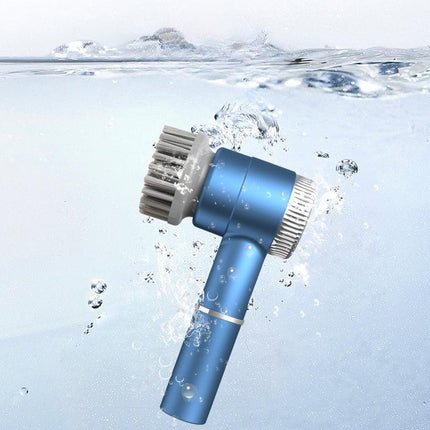 Blue Wireless Electric Cleaning Brush – Rechargeable, 3-Speed, IPX7 Waterproof with 5 Replaceable Brush Heads for Kitchen, Dishes & Deep Cleaning.