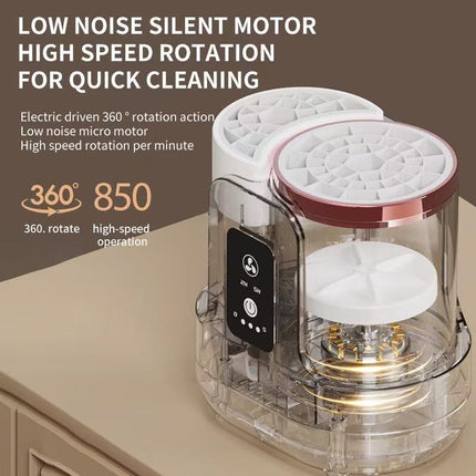 Automatic Electric Makeup Brush Cleaner with UV Sterilization & Fast Drying – Rechargeable, One-Touch Cleaning for Home & Travel.