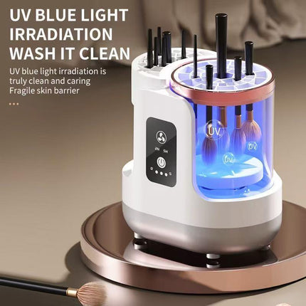 Automatic Electric Makeup Brush Cleaner with UV Sterilization & Fast Drying – Rechargeable, One-Touch Cleaning for Home & Travel.