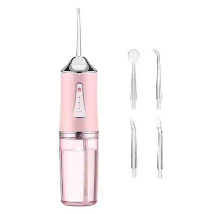 Pink Portable Water Flosser Oral Irrigator with 230ml Tank and 3 Modes Rechargeable IPX7 Waterproof Teeth Cleaner for Australian Home and Travel Use.