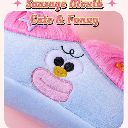 Green Funny Plush Big Eye Monster Pencil Case with DIY Messy Hair Large Capacity Stationery Pouch for Australian Students and School Gift.