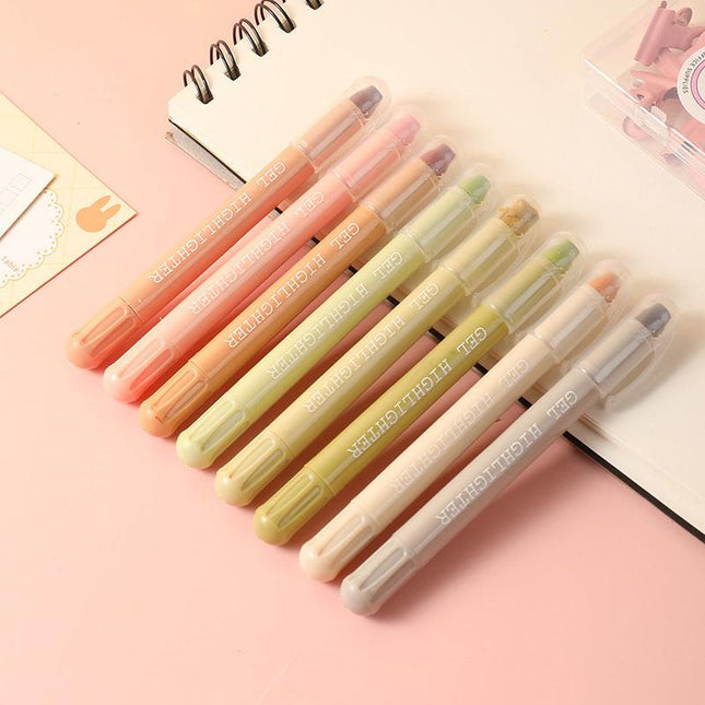 Morandi Color Solid Gel Highlighters 8 Pack No Bleed Dry Highlighter Pens for School Office Journaling and Aussie Students Stationery Kit.