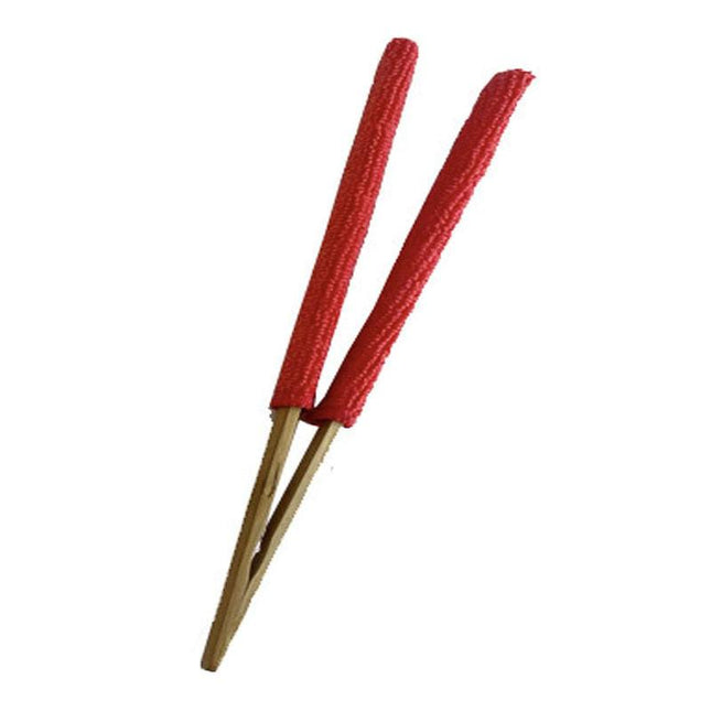 Red 3 Pack Microfiber Plant Leaf Cleaning Tongs with Removable Sleeves and Natural Bamboo Handles for Houseplants Maintenance.