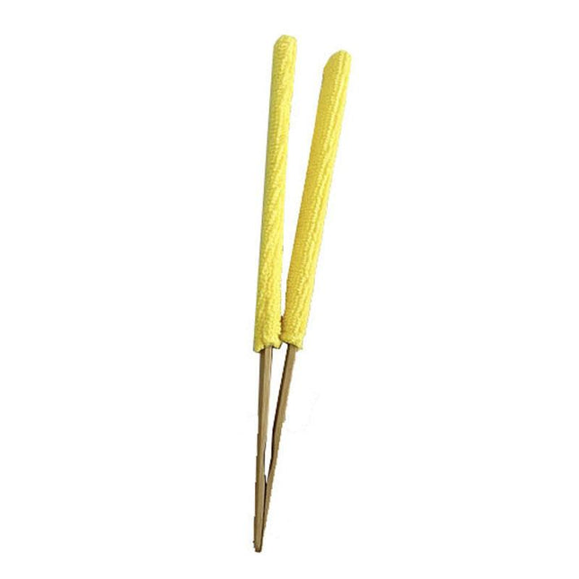 Yellow 3 Pack Microfiber Plant Leaf Cleaning Tongs with Removable Sleeves and Natural Bamboo Handles for Houseplants Maintenance.