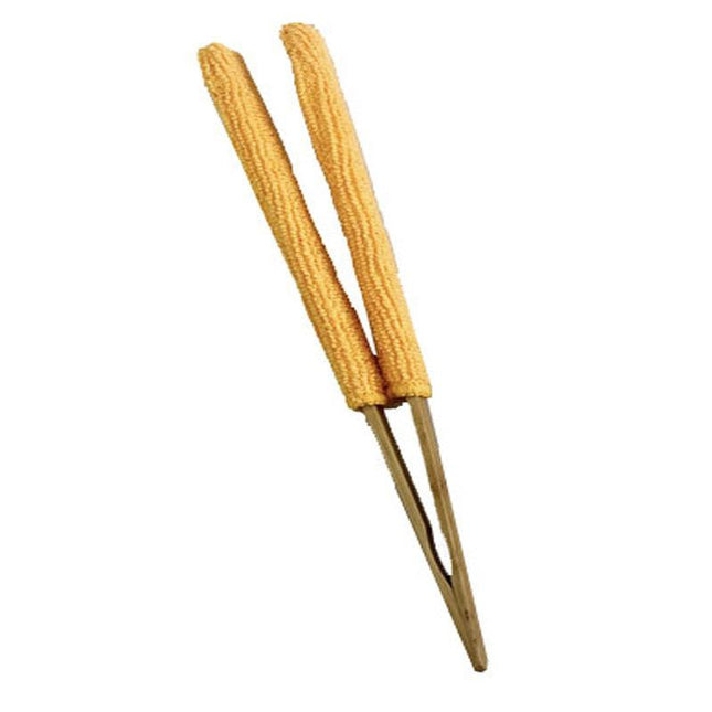 Orange 3 Pack Microfiber Plant Leaf Cleaning Tongs with Removable Sleeves and Natural Bamboo Handles for Houseplants Maintenance.