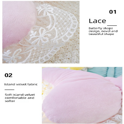 Yellow Elegant Butterfly Lace Throw Pillow 60x45cm Soft Decorative Cushion for Sofa Bedroom Office and Car Comfort Backrest Accessory.