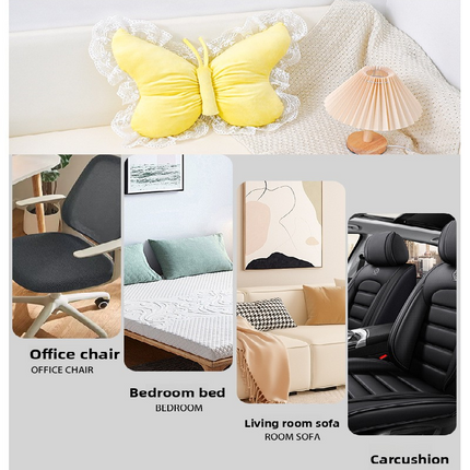 Green Elegant Butterfly Lace Throw Pillow 60x45cm Soft Decorative Cushion for Sofa Bedroom Office and Car Comfort Backrest Accessory.