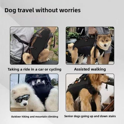 Black Multi-Functional Dog Carrier Backpack and Lift Harness for Hiking and Outdoor Use, Adjustable Breathable Pet Support Sling for Senior or Injured Large Dogs(Size: S).