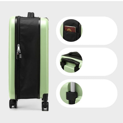 Beige 20 Inch Foldable Carry-on Suitcase with 360 Spinner Wheels and Combination Lock, Lightweight Space Saving Hard Shell Luggage for Australian Travel.