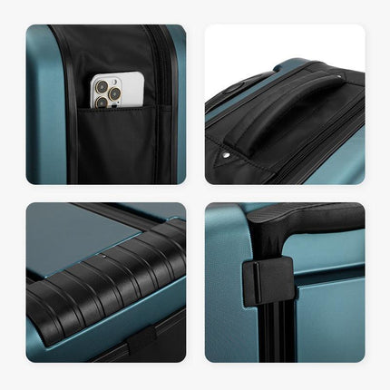 Blue 20 Inch Foldable Carry-on Suitcase Ultra Lightweight 2.1kg Hard Shell Luggage with 360 Spinner Wheels and Combination Lock for Australian Travel.
