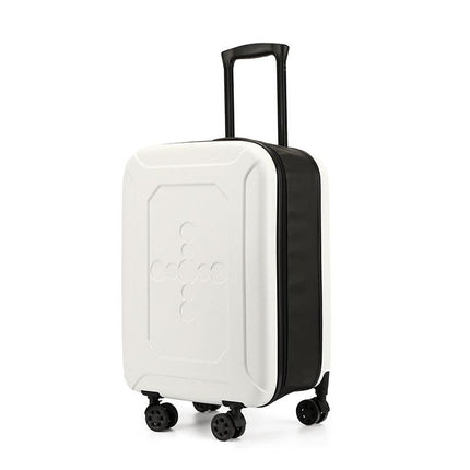 White 20 Inch Foldable Carry-on Suitcase Ultra Lightweight 2.1kg Hard Shell Luggage with 360 Spinner Wheels and Combination Lock for Australian Travel.