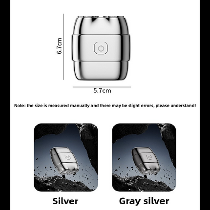 Silver Mini Electric Shaver with Dual Floating Heads Magnetic Suction and IPX5 Waterproofing for Men Travel Grooming Compact Rechargeable Razor AU Stock.