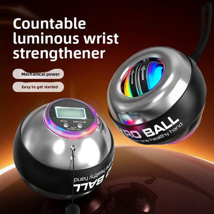 Blue LED Gyro Ball Wrist Power Trainer with Digital Counter and Auto-Start Zinc Alloy Core for Grip Strength and Stress Relief in Australian Homes.