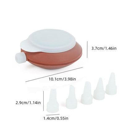 2-Pack Food Grade Silicone Macaron Piping Pot Squeezer with 5 Interchangeable Nozzles for Dessert Decorating and Home Baking Essentials.