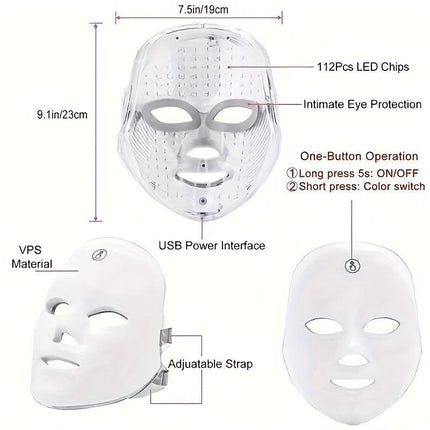 7-Color LED Face Mask with 112 Photon LED Chips Lightweight 290g Beauty Device for Home Skincare and Facial Comfort in Australia.