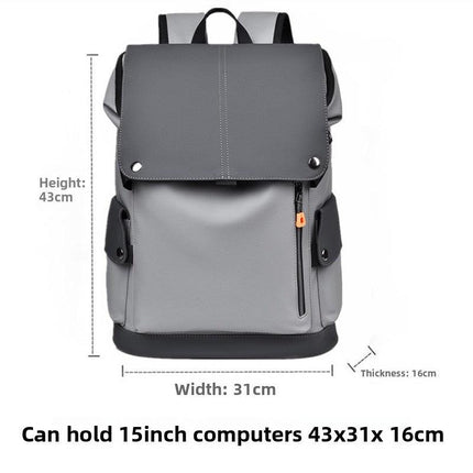 Light grey Men Large Capacity Business Laptop Backpack Waterproof PU Leather Travel Rucksack with USB Port for Work and Travel in Australia.