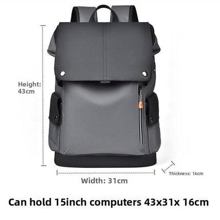 Black and gray Men Large Capacity Business Laptop Backpack Waterproof PU Leather Travel Rucksack with USB Port for Work and Travel in Australia.