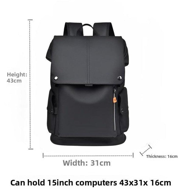 Black Men Large Capacity Business Laptop Backpack Waterproof PU Leather Travel Rucksack with USB Port for Work and Travel in Australia.