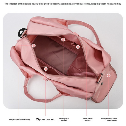 Black Women Large Capacity Yoga Gym Bag with Shoe Compartment and Mat Strap Water Resistant Travel Duffel Lightweight Tote for Fitness and Weekend Trips.
