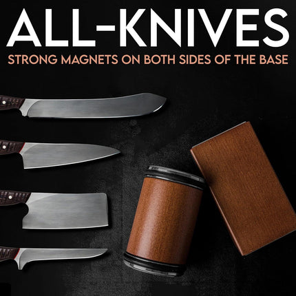 Brown Rolling Knife Sharpener Set with Diamond Discs and Magnetic Base 15 and 20 Degree Angles for Precision Kitchen Knife Maintenance in Australian Homes.
