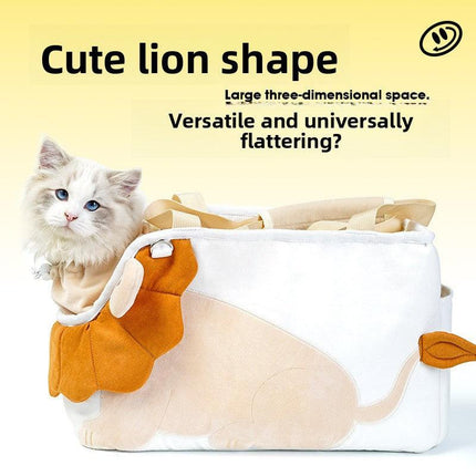 Lion Shape Pet Carrier Bag Large Capacity Breathable Mesh Adjustable Opening Portable Handheld Shoulder Travel Bag for Local Pet Owners and Small Animals.