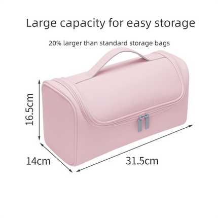 Black Portable Hair Dryer and Curler Storage Bag Waterproof PU Leather Travel Case with Hanging Hook for Local Professionals and Modern Lifestyles.