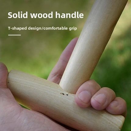 2 Pack Gardening Dibber with T-Shaped Wooden Handle Chrome Tip Seed Sower and Transplanting Tool with Measurement Scale for Local Garden Maintenance.