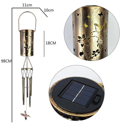 Butterfly Solar Wind Chime Lantern with Iron Art Projection Waterproof Decorative Light for Garden and Local Home Landscapes Elegant Outdoor Illumination Solution.