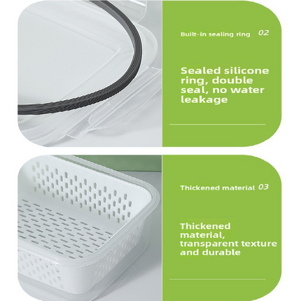 Grey 3-Piece Refrigerator Food Storage Container Set with Drain Basket and Airtight Lid 850ml 1750ml 3300ml Stackable Produce Saver for Local Homes.