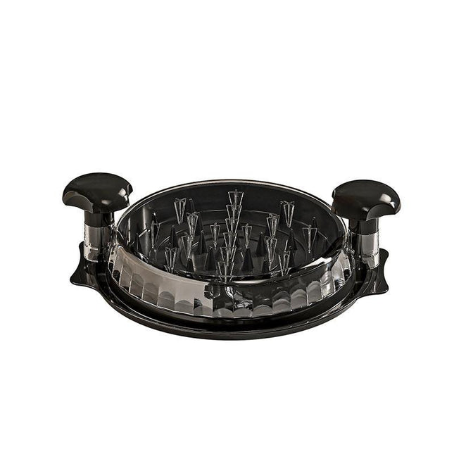 Black Manual Meat Shredder with Transparent Lid and 360 Degree Rotation for Kitchen Quick Meal Prep Professional Culinary Solution for Modern Households.