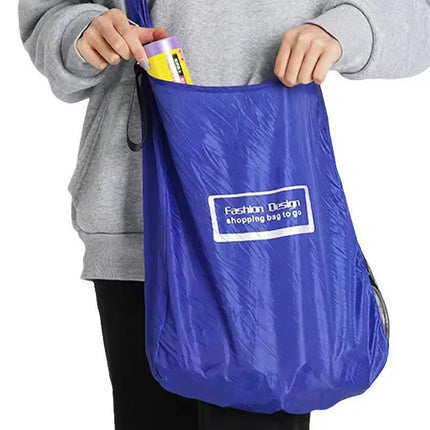 2-PCS Blue Compact Retractable Shopping Bag with Durable Nylon and ABS Plastic Disc Design for Everyday Use Local Standard Fit.