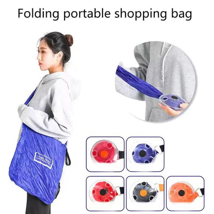 2-PCS Blue Compact Retractable Shopping Bag with Durable Nylon and ABS Plastic Disc Design for Everyday Use Local Standard Fit.